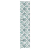 Modern Teal Nordic Damask Korte Tafelloper (Voorkant)
