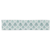 Modern Teal Nordic Damask Korte Tafelloper (Horizontaal)