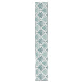 Modern Teal Nordic Damask Lange Tafelloper (Voorkant)