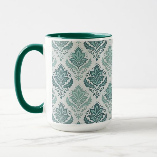 Modern Teal Nordic Damask Mok (Links)