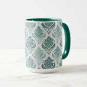 Modern Teal Nordic Damask Mok (Voorkant rechts)