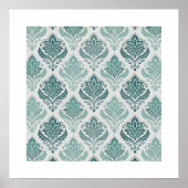 Modern Teal Nordic Damask Poster (Voorkant)
