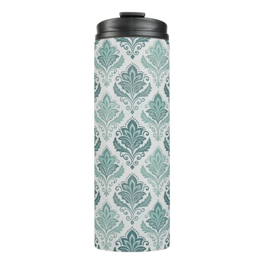 Modern Teal Nordic Damask Thermosbeker (Voorkant)