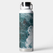 Modern Teal Ocean Waves Aerial Personalized Waterfles (Achterkant)