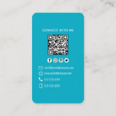 Modern Teal Photo QR Code Connect With Me Visitekaartje (Achterkant)