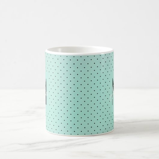 Modern Teal Polka Dot and Monogram Koffiemok (Center)