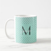 Modern Teal Polka Dot and Monogram Koffiemok (Links)