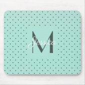 Modern Teal Polka Dot and Monogram Muismat (Voorkant)