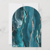 Modern Teal Rose Gold Agate Arch Wedding Kaart (Achterkant)