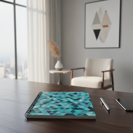 Modern Teal Turquoise Geometric Triangles Pattern Notitieboek