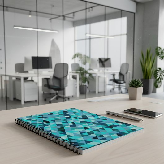 Modern Teal Turquoise Geometric Triangles Pattern Notitieboek