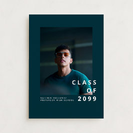 Modern Teal Typography Graduation Announcement Kaart