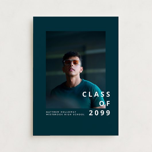 Modern Teal Typography Graduation Announcement Kaart