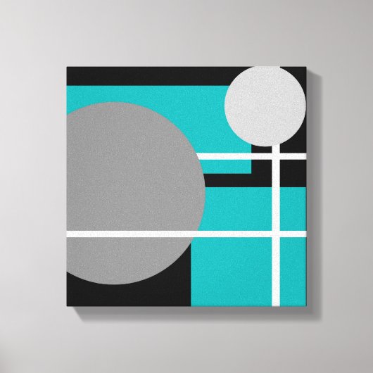 Modern Tealgrijs Zwart Wit - Canvas met Spandraam Afdruk (Voorkant)