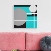Modern Tealgrijs Zwart Wit - Canvas met Spandraam Afdruk (Insitu (Woonkamer))