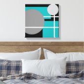 Modern Tealgrijs Zwart Wit - Canvas met Spandraam Afdruk (Insitu (Slaapkamer))