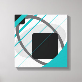 Modern Tealgrijs Zwart Wit - Ingepakt Canvas Afdruk