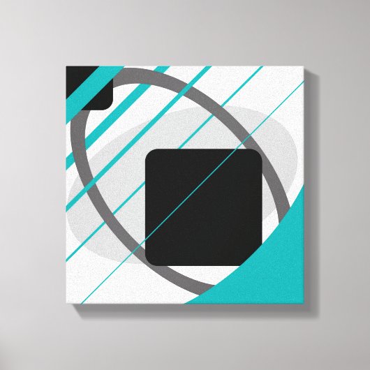 Modern Tealgrijs Zwart Wit - Ingepakt Canvas Afdruk (Voorkant)