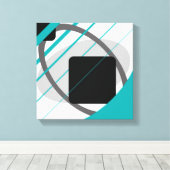 Modern Tealgrijs Zwart Wit - Ingepakt Canvas Afdruk (Insitu (Houten vloer))