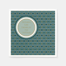 Modern Tealgroene en gouden patroon Servet