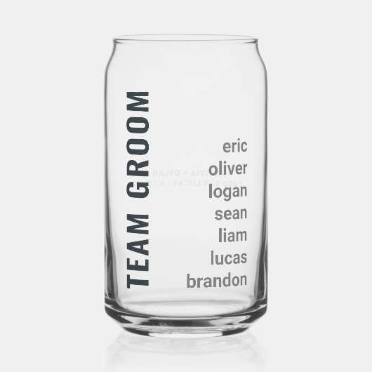 Modern Team Bruidegom Cadeau voor Bruidsjonkers Blikvorm Glas (Voorkant)