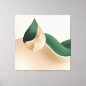 Modern Teardrop Wave Abstract Beige and Green  Canvas Afdruk (Voorkant)
