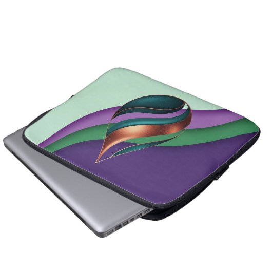 Modern Teardrop Wave Purple Green Copper Laptop Sleeve (Voorkant onderkant)