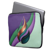 Modern Teardrop Wave Purple Green Copper Laptop Sleeve (Voorkant Links)