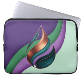 Modern Teardrop Wave Purple Green Copper Laptop Sleeve