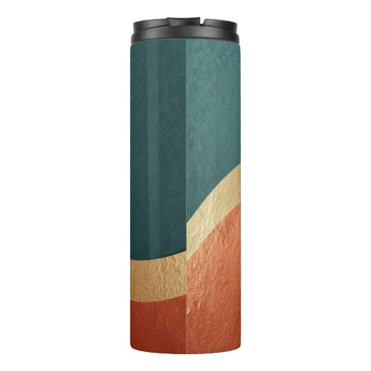 Modern Teardrop Wave Teal Copper Gold Thermosbeker (Achterkant)