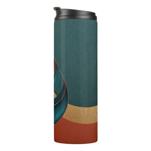 Modern Teardrop Wave Teal Copper Gold Thermosbeker (Geroteerd rechts)