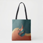 Modern Teardrop Wave Teal Copper Gold Tote Bag (Voorkant)