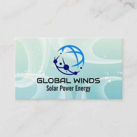 Modern Tech Globe Logo | Zonne-winden achtergrond Visitekaartje (Voorkant)