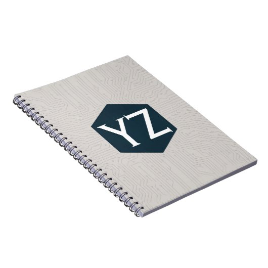 Modern Tech Grid Beige Notitieboek (Rechterzijde)