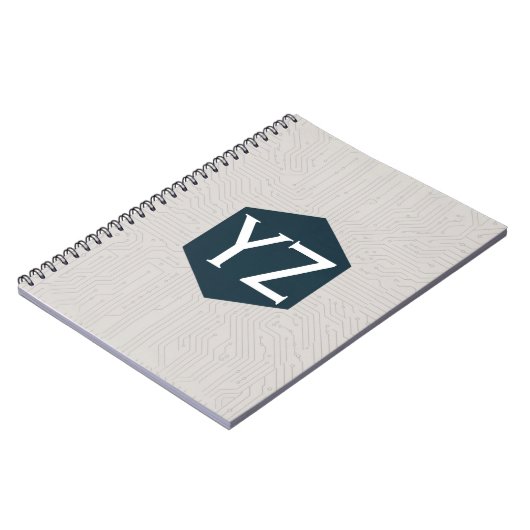 Modern Tech Grid Beige Notitieboek (Linkerzijde)