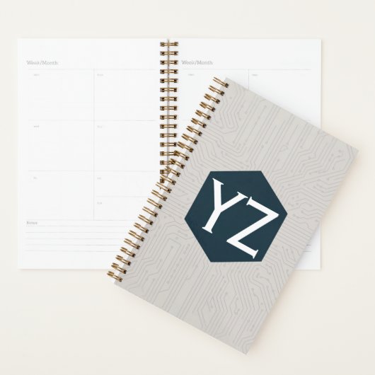 Modern Tech Grid Beige Planner (Display)