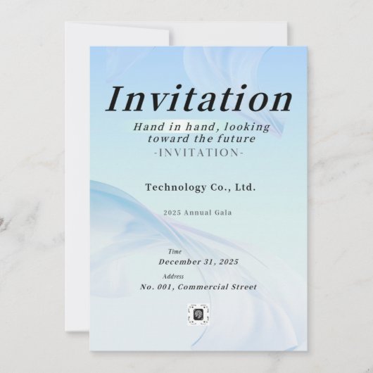 Modern Tech Light Blue Corporate Gala Invitation – Kaart (Voorkant)
