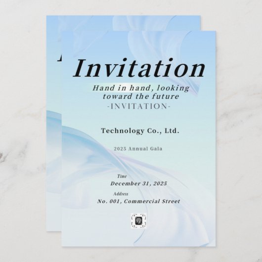 Modern Tech Light Blue Corporate Gala Invitation – Kaart (Voorkant / Achterkant)