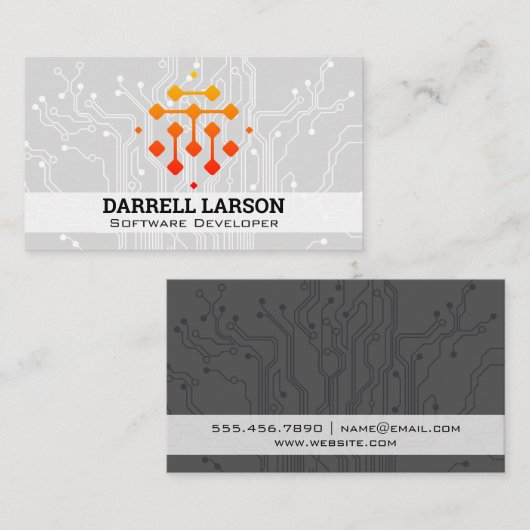 Modern Tech Logo | AI Computer Chip Visitekaartje (Voorkant / Achterkant)