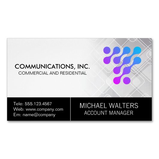 Modern Tech Logo | Communications Start Up Magnetisch Visitekaartje (Voorkant)