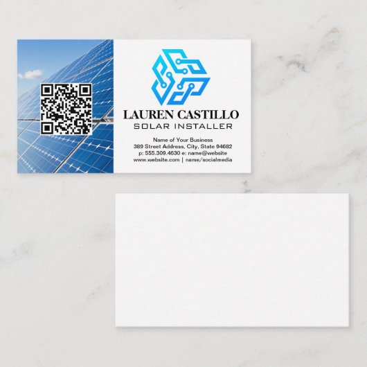 Modern Tech Logo-pictogram | Zonnepanelen Visitekaartje (Voorkant / Achterkant)
