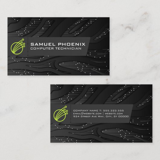 Modern technisch pictogram | Technologie Visitekaartje (Voorkant / Achterkant)