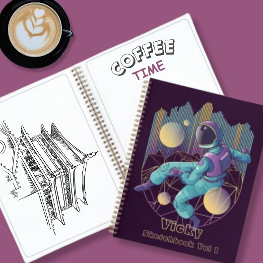 Modern Techno Astronaut Illustratie Notitieboek