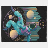 Modern Techno Astronaut Illustration Monogram Fleece Deken (Voorkant (Horizontaal))
