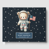 Modern Teddy Bear Astronaut Boy Baby shower Log Gastenboek (Voorkant)