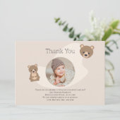 Modern Teddy Bear Baby Foto Dank u Bedankkaart (Staand voorkant)