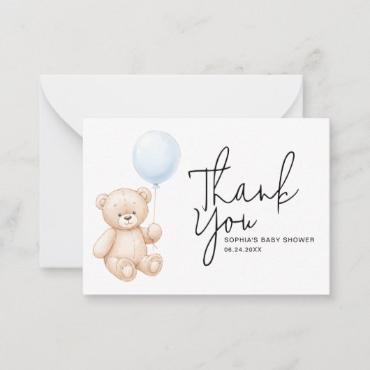 Modern Teddy Bear Baby shower Budget Dank u Notitiekaartje (Voorkant)