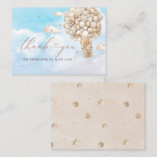 Modern Teddy Bear Ballon Waterverf Flat Note Kaart Notitiekaartje (Voorkant / Achterkant)