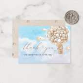 Modern Teddy Bear Ballon Waterverf Flat Note Kaart Notitiekaartje (Voorkant / Achterkant in situ)