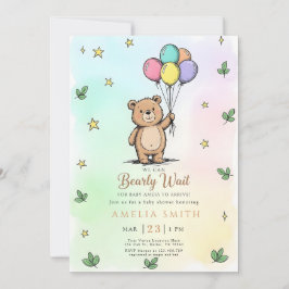 Modern Teddy bear Friendly baby shower Kaart